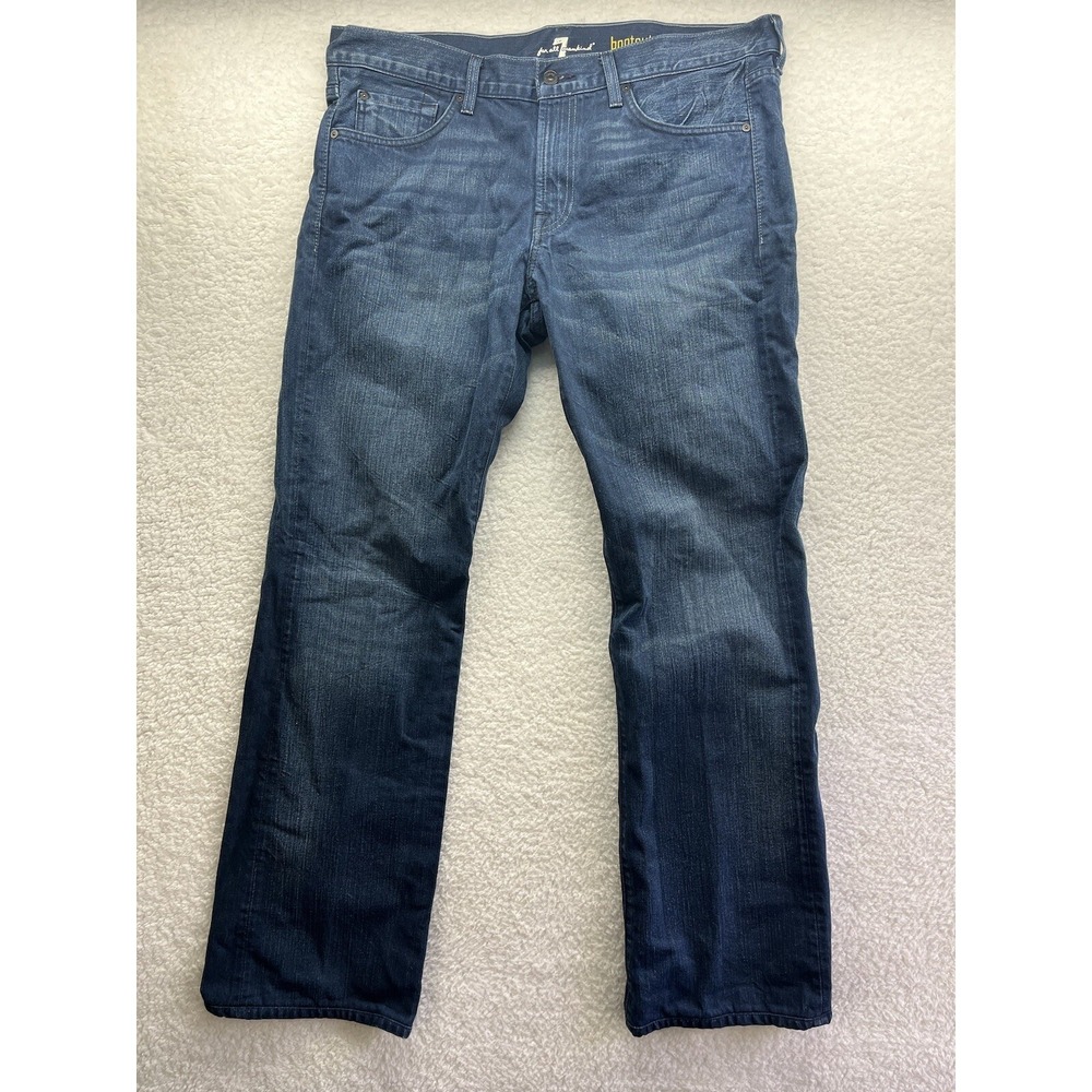 7 For All Man Kind Jeans Mens 36 Blue Bootcut Denim zipper pockets Dark Chore